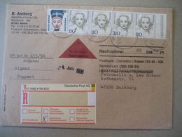 Deutschland BRD R-Zettel 1998- Nachnahmebrief Vom Gerichtsvollzieher Gelaufen Mit MeF Mi. 1933 Von Moers Nach Duisburg - R- & V- Labels