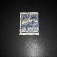 PL1922 REPUBBLICA DI SAN MARINO 1903 CIFRA O VEDUTA 25 C. AZZURRO "O" - Used Stamps
