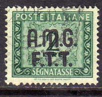 TRIESTE A 1947 1949 AMG-FTT SOPRASTAMPATO D'ITALIA ITALY OVERPRINTED SEGNATASSE TAXES TASSE LIRE 2 USATO USED OBLITERE' - Segnatasse