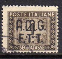 TRIESTE A 1947 1949 AMG-FTT SOPRASTAMPATO D'ITALIA ITALY OVERPRINTED SEGNATASSE TAXES TASSE LIRE 4 USATO USED OBLITERE' - Taxe