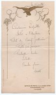 Menu  - Hotel De Paris Et De L'aigle D'Or - Propriétaire Rouganne - THIERS - Menus