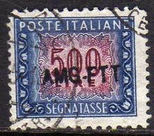 TRIESTE A 1949 1954 AMG-FTT SOPRASTAMPATO D'ITALIA ITALY OVERPRINTED SEGNATASSE TAXES TASSE LIRE 500 USATO USED OBLITERE - Portomarken