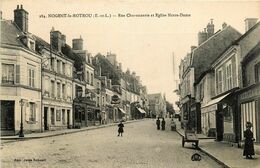 Nogent Le Rotrou * Rue Charonnerie Et église Notre Dame * Mercerie * Commerces Magasins - Nogent Le Rotrou