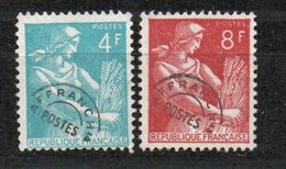 Préoblitéré Yvert N° 106 Et 108, Type Moissonneuse 4f + 8f - 1953-1960