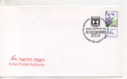 Cpa.Timbres.Israël.2003.Tel Aviv Yafo.Telecom World. Israel Postal Authority  Timbre Fleurs - Gebraucht (mit Tabs)