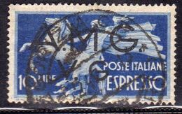 VENEZIA GIULIA 1946 TRIESTE AMGVG AMG VG ESPRESSO SPECIAL DELIVERY LIRE 10 USATO USED OBLITERE' - Usados