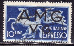 VENEZIA GIULIA 1946 TRIESTE AMGVG AMG VG ESPRESSO SPECIAL DELIVERY LIRE 10 USATO USED OBLITERE' - Usati