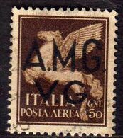 VENEZIA GIULIA 1945 - 1947 TRIESTE AMGVG AMG VG POSTA AEREA AIR MAIL CENT. 50c USATO USED OBLITERE' - Afgestempeld