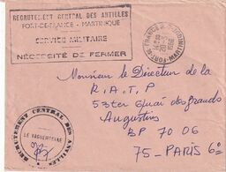 MARTINIQUE 1956 LETTRE EN FRANCHISE MILITAIRE  DE FORT DE FRANCE POUR PARIS - Covers & Documents