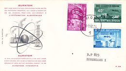 B01-173 BELG.1961 1195 1197 FDC   EUROTOM Mol 2.25€ - 1961-1970