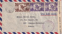 NOUVELLE CALEDONIE 1945 PLI AERIEN CENSURE DE NOUMEA POUR PAU - Briefe U. Dokumente