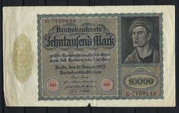 ALLEMAGNE 1923:  Billet De 10'000 Mark De La Reichsbank, Assez Bon état - 10.000 Mark