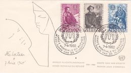 B01-173 BELG.1960 1125-1127 FDC Bruxelles BrusselLiège  Wereldjaar Vd Vluchteling Année Mondiale Du Réfugié  2.5€ - 1951-1960