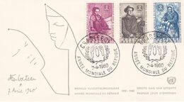 B01-173 BELG.1960 1125-1127 FDC Charleroi  Wereldjaar Vd Vluchteling Année Mondiale Du Réfugié  2.5€ - 1951-1960