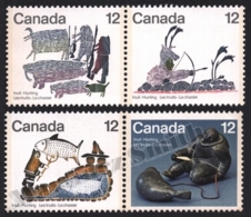 Canada 1977 Yvert 646-49, Culture. Inuit People. Hunting - Pairs - MNH - Unused Stamps