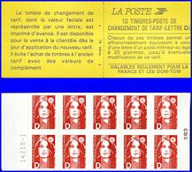 France, Carnet Neuf Non Plié, Marianne Du Bicentenaire, Changement De Tarif, Lettre D - Usados Corriente