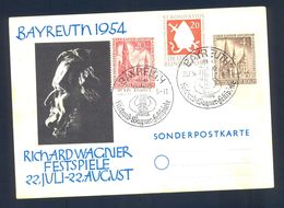 GERMANY - Nice Card Richard Wagner With Commemorative Cancel Bayreuth 1954 And Nice Stamps, In Good Condition. - Musique