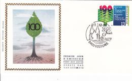 BELG.1986 2238 & 2239 FDC Zijdesoie (Oostende)  Christelijk Syndicalisme  Syndicalisme Chréstien 5€ - 1961-1970