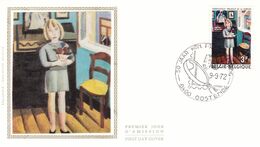 B01-174 BELG.1972 1638 FDC' Soie-zijde 8400 Oostende Tableau Gustave De Smet 1877 1943 Fille 1.25€ - 1961-1970