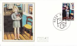 B01-174 BELG.1972 1638 FDC' Soie-zijde Herzele Tableau Gustave De Smet 1877 1943 Fille 1.25€.. - 1961-1970