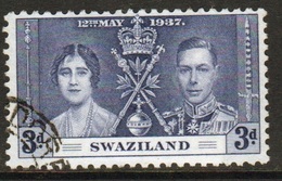 Swaziland 1937 George VI Single 3d Coronation Stamp In Fine Used Condition. - Swaziland (...-1967)