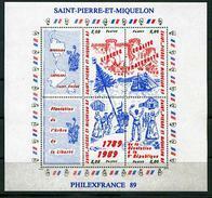 Saint Pierre Et Miquelon BF  3 Bicentenaire De La Révolution  Neuf ** MNH Sin Charmela Faciale 3.05 - Blocs-feuillets