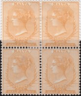 Malta  .    SG  .   9 ?  Bloc Of 4  (2 Scans)    .    *    .   Mint-hinged   .   /   .  Neuf Avec Charnière - Malte (...-1964)