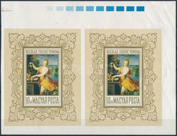 ** 1969 Festmény VI. Vágott Blokk ívsarki Párban, Az ívszélen Nyomdai Színminta. A Forgalomba Került Blokkok Között Nagy - Altri & Non Classificati