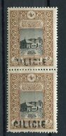 !!! CILICIE, PAIRE DU N°17 VARIETE SURCHARGE PARTIELLE TENANT A NORMAL NEUVE * - Unused Stamps