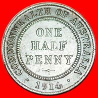 · GREAT BRITAIN: AUSTRALIA ★ 1/2 PENNY 1914 UNCOMMON! George V (1911-1936) LOW START★ NO RESERVE! - ½ Penny