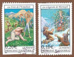 AND009 ANDORRA FRANCESE 2002 NR LEGGENDE € 0.10 + € 0.20 USATI DIFETTOSI - Gebraucht