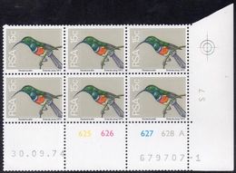 South Africa - 1974 2nd Definitive 15c Sunbird Control Block (1974.09.30) Pane A (**) # SG 358 - Blocks & Kleinbögen