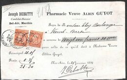 Quittance Joseph Debatty Marchin - Pharmacie Veuve Albin Guyot Timbres 1896 - 1800 – 1899