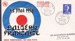 France ALGER 1958 Premier Jour Lettre FDC Cover Du Timbre De Metropole L'Algerie Francaise Marianne Müller - 1950-1959