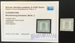 Mecklenburg-Schwerin Mi 3 PLATTENFEHLER Ungebraucht SELTEN ! 1856 5S Gepr Jäschke-Lantelme BPP(rare Unused Variety XF ! - Mecklenbourg-Schwerin