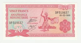 Banque De La Republique Du Burundi 20 Francs 2005 UNC - Burundi