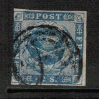 DENMARK  Scott # 3 F-VF USED 3 MARGINS (Stamp Scan # 716) - Usati
