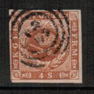 DENMARK  Scott # 4 VF USED 4 MARGINS (Stamp Scan # 716) - Usati