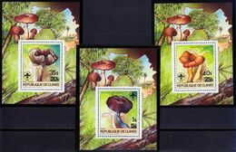 Guinea-1985, Mi.Bl.176-181 (6 Deluxe Sheets), Surcharged In Black, Mushrooms, MNH** - Pilze