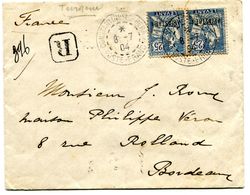 CONSTANTINOPLE PERA POSTE FRANCAISE  Env. Recom. Du 8/07/1904 Avec N°17 En Paire Paypal Not Accept - Lettres & Documents