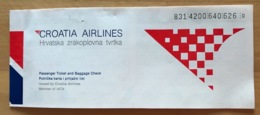 CROATIA AIRLINES TICKET 17AUG96 SPLIT FRANKFURT SPLIT - Tickets