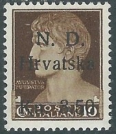 1944 OCCUPAZIONE CROATA SEBENICO E SPALATO 3,50 SU 10 CENT MH * - RB37-4 - Croatian Occ.: Sebenico & Spalato