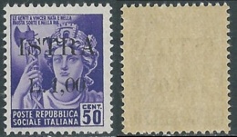 1945 OCCUPAZIONE JUGOSLAVA ISTRIA POLA 1 LIRA SU 50 CENT MNH ** - RB37-6 - Occup. Iugoslava: Istria