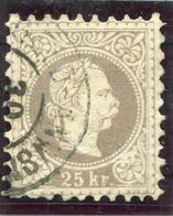 AUSTRIA 1874 Franz Joseph 25 Kr. Fine Print, Used.  Michel 40 II A.  Steiner Short Certificate. - Used Stamps