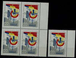 ROMANIA 1966 UNION CONGRESS BUCHAREST BLOCK OF 4 + STAMP MI No 2499 MNH VF !! - Neufs