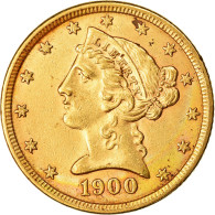 Monnaie, États-Unis, Coronet Head, $5, Half Eagle, 1900, U.S. Mint - 5$ - Half Eagles - 1866-1908: Coronet Head