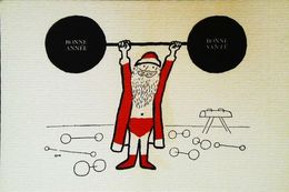 Illustration Père Noel Christmas  Halterophilie Editeur Trouville - Weightlifting