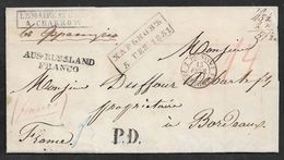 1850 RUSSLAND RUSSIE UKRAINE - CHARKOW KARKIEV ХАРЪКОВ’Б  N. BORDEAUX - AUS RUSSLAND FRANCO - LEMAIRE Et C.GNIE - ...-1857 Voorfilatelie