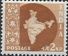 INDIA 1957 Map Of India - 2n.p - Brown MNH - Nuevos