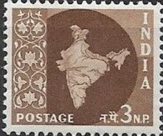 INDIA 1957 Map Of India - 3n.p - Brown MNH - Nuevos